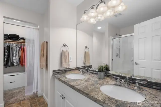 Dual sinks and a walk-in closet!