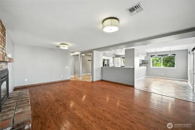 Living room to dining room and kitchen