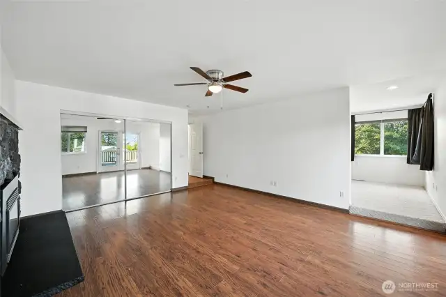 Primary bedroom with large closet and private den space. This den space could be turned into a walk-in closet or whatever you want it to be!