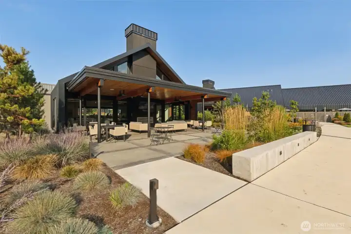 Exterior lounge space throughout the clubhouse grounds with fire pits and fire tables.
