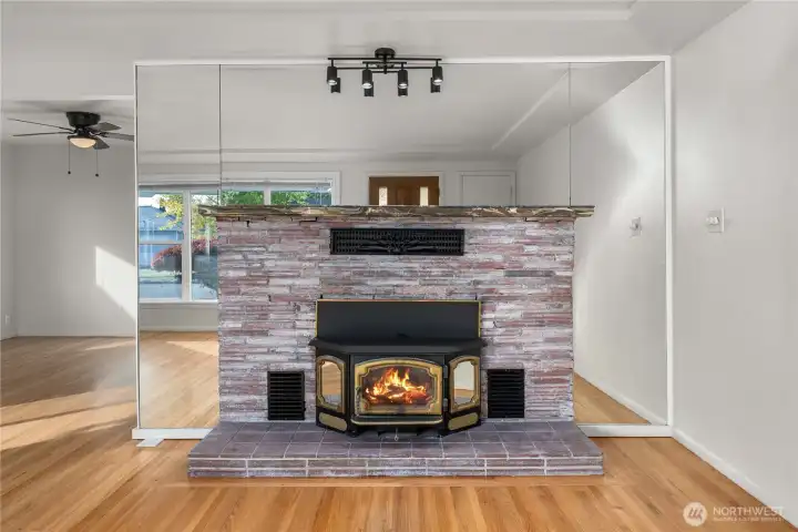 Wood burning fireplace