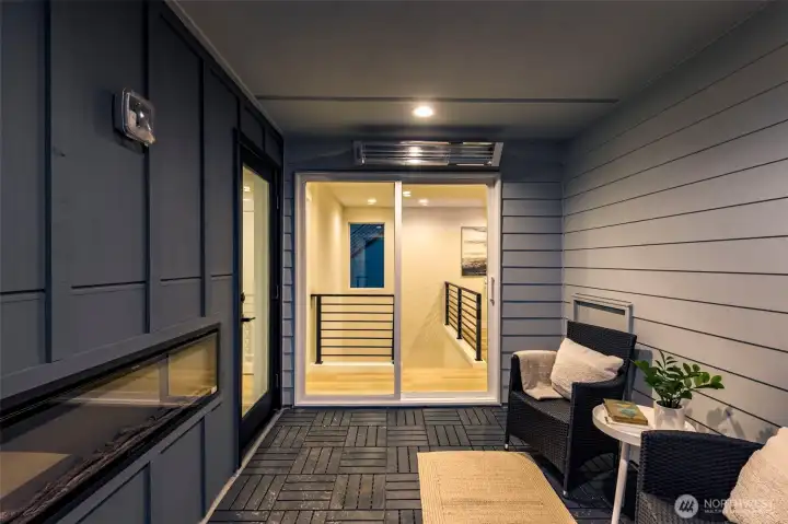 The weather not cooperating? spend the evening on your covered deck featuring an outdoor fireplace & area heater.