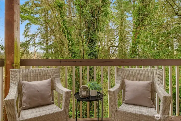 Your deck overlooks the greenbelt. So private and serene. Birdwatching, relaxing, peace.