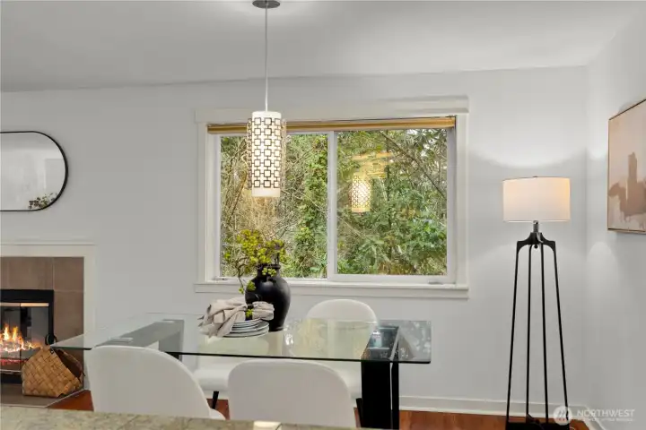 All you see is trees from the dining and living room windows and deck. All you see is trees from the dining and living room windows and deck.