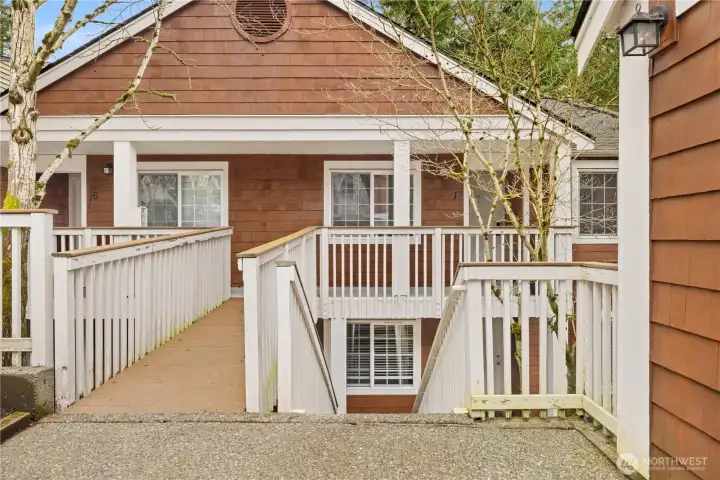 Stairs down to your private patio. Stairs down to your private patio.