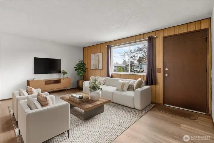 Virtually staged living room