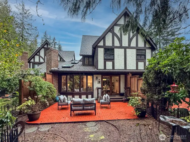 Beautiful Private Backyard with French Doors opening to Kitchen for easy entertaining.