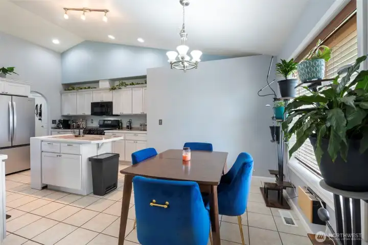 Large dining room with open concept kitchen.