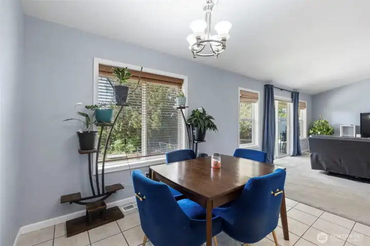 Tiled dining room and kitchen make for easy clean-up!