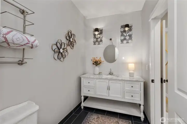 Full bath attached to the lower level bedroom with room sized closet!