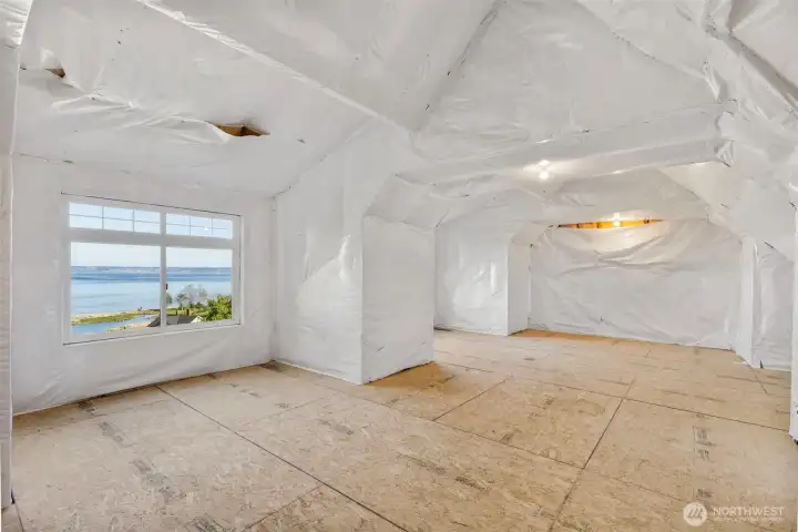 A 1,241 sq ft insulated and plumbed upper level offers future expansion potential. Gorgeous VIEWS! Additional guest quarters, rec room, HUGE primary suite?!?!
