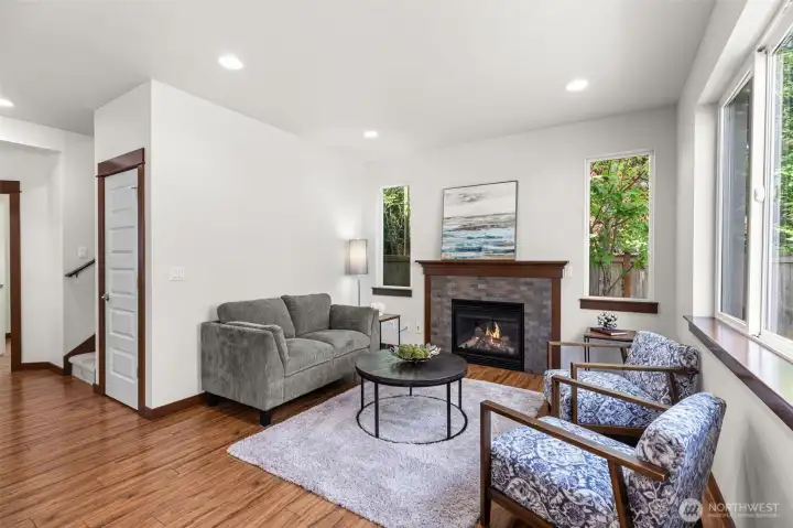 Enjoy the gas fireplace