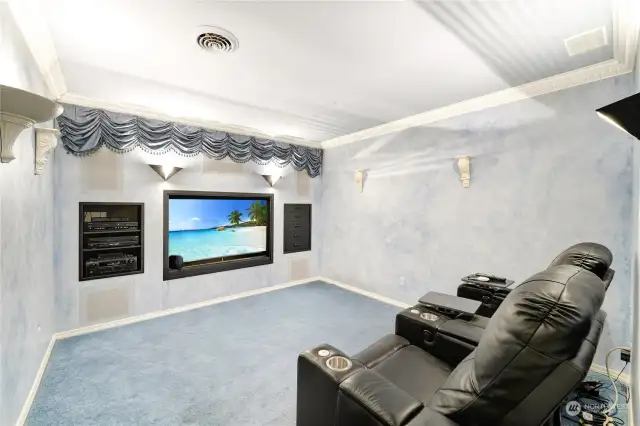 Professionally installed Theater room with rubber soundproofing in the walls.  View your favorite movies or turn up the volume on your favorite music!
