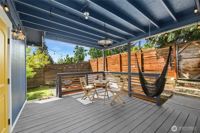 Covered deck.
