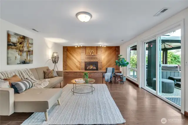 Beautiful brick gas fireplace