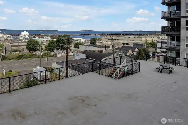 Enjoy breathtaking views of the Sound from the rooftop deck of this stylish studio condo, perfect for relaxing or entertaining above it all.