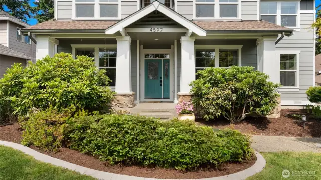 That front door isn’t just a pop of color, it’s a warm invitation. Muted turquoise sets the tone with style and charm, gently beckoning you inside to see what else this beauty has in store.