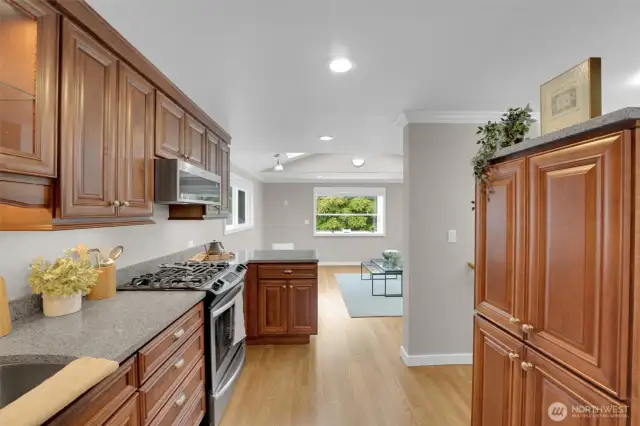 Kitchen with view to living room
