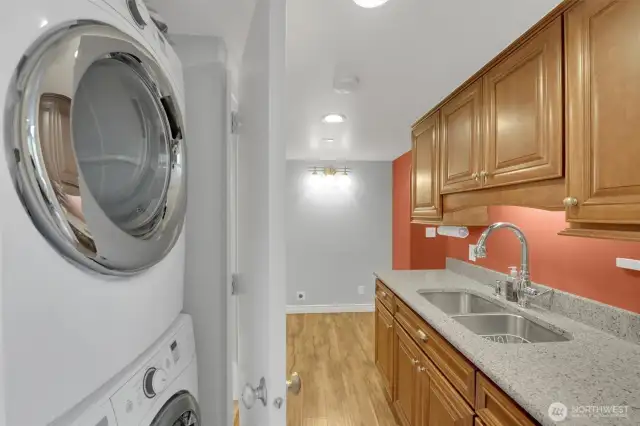 Basement kitchenette and laundy