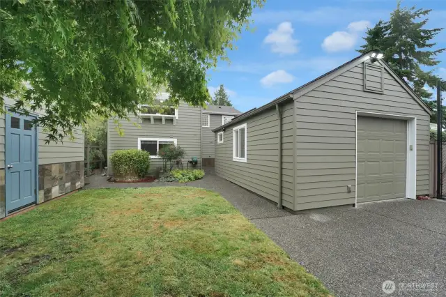 Backyard and garage