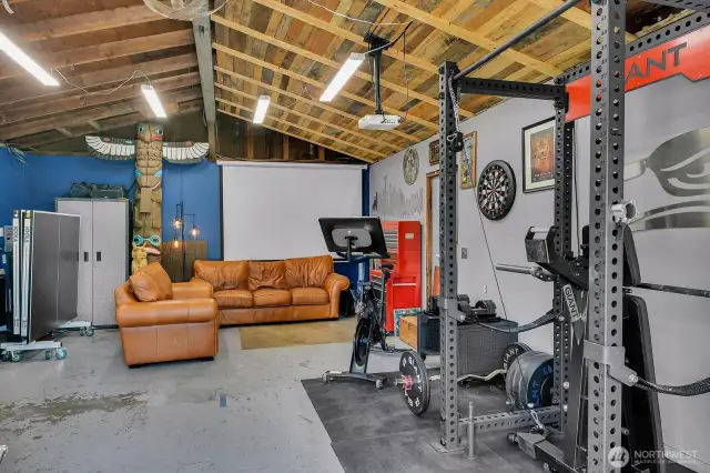 Endless possibilities: home gym, hangout spot, or workshop.