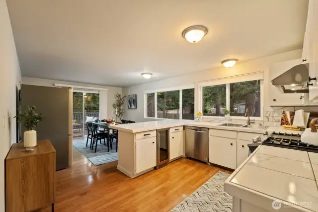 Kitchen with new beverage cooler