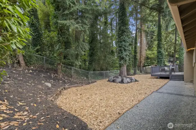 Backyard with greenbelt