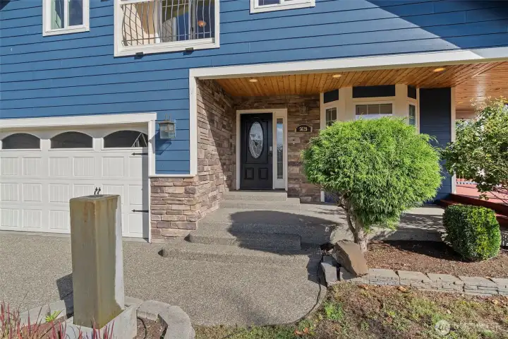 Waterfall feature in front yard.
