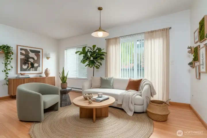 Virtually staged Living area.