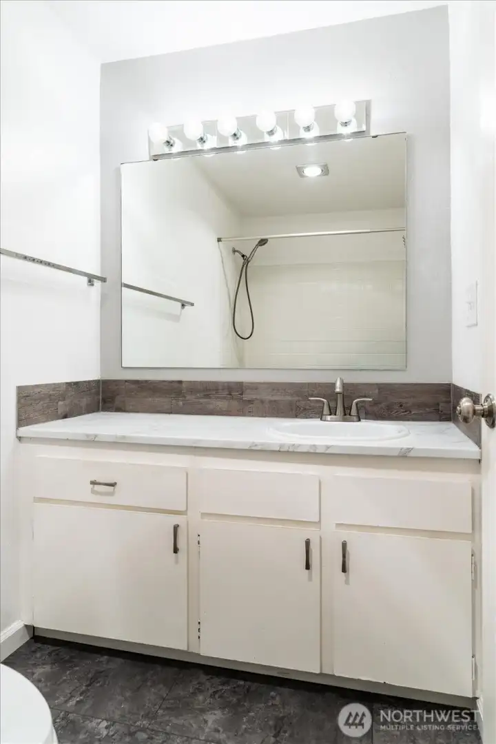 Light and bright updated bathroom.
