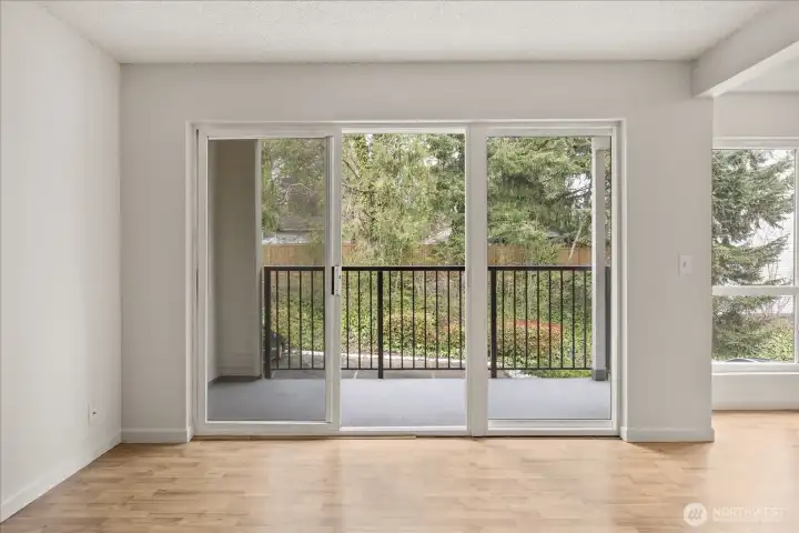 Spacious Balcony overlooking the trees