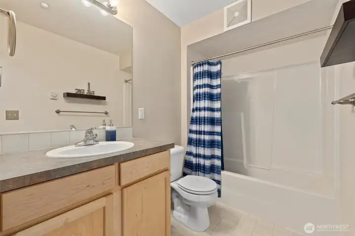 Hall bathroom is a full bath giving this unit two full bathrooms!!!