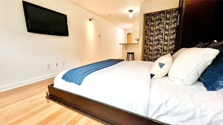 Mounted television conveys with the unit.