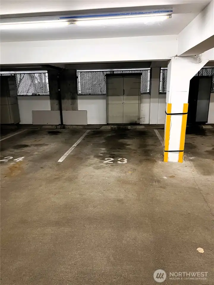 Dedicated parking, and additional storage in front of the space, in the secure garage- space #23.