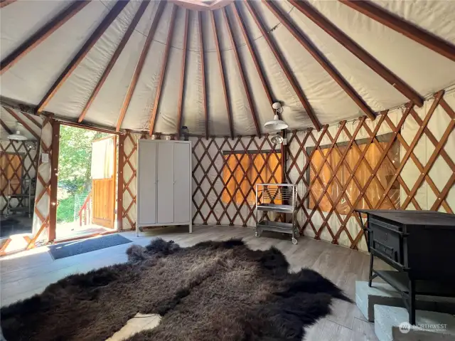 Yurt is 16 ft in diameter.