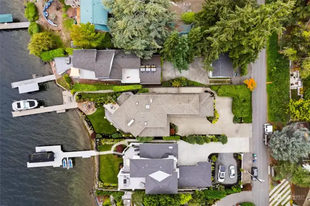 A+ location offering a combination of quiet solitude, level property with extensive parking which is truly rare for Lake Washington waterfront!