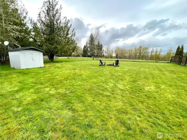 Storage shed in the back yard.