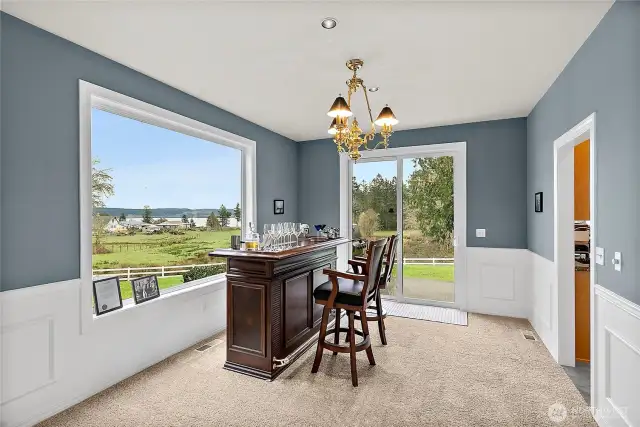 Dining Room with View of Puget Sound and walk out Porch