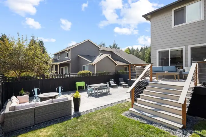 Looking at the patio that was added in 2022 and so perfect for entertaining.