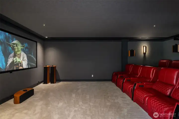 Theater room with custom seating.