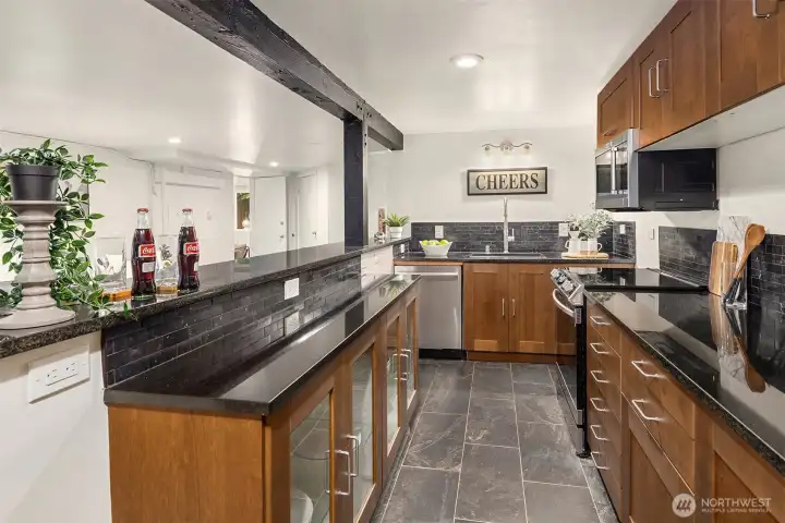 Complete kitchen with full size appliances and plenty of storage space