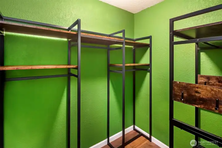 The walk-in closet in the Primary Suite.