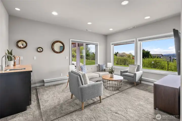 Lower Level Family Room, with Wetbar.