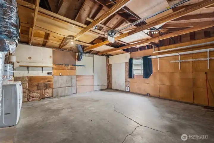 Roomy 2 car garage, tons of storage