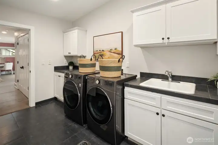 One of two laundry areas