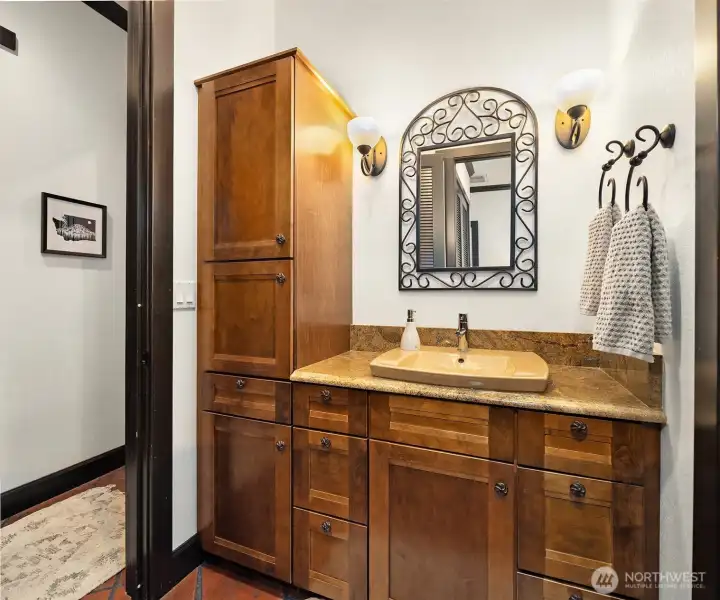 Ample storage in second bathroom