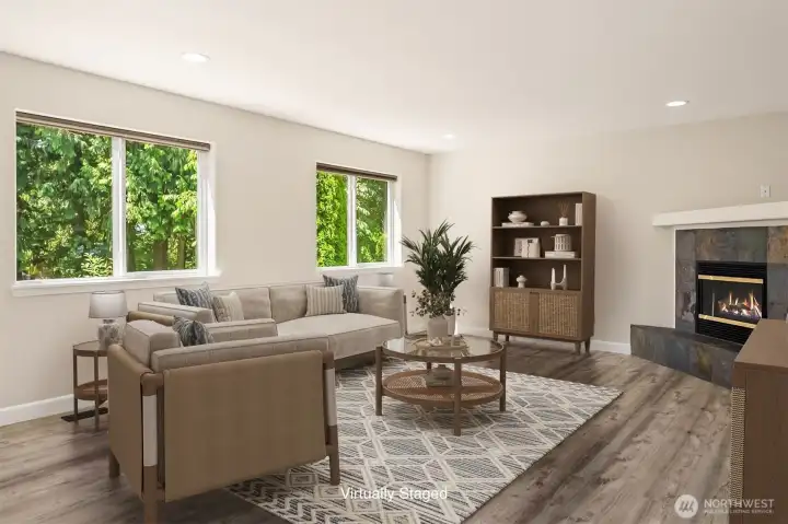 Cozy Family Room with Gas Fireplace