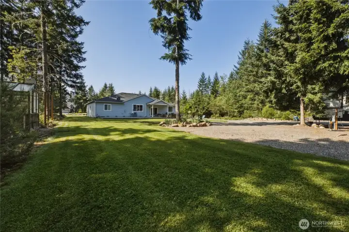 there is an inground sprinkler system to help this property stay green and lush