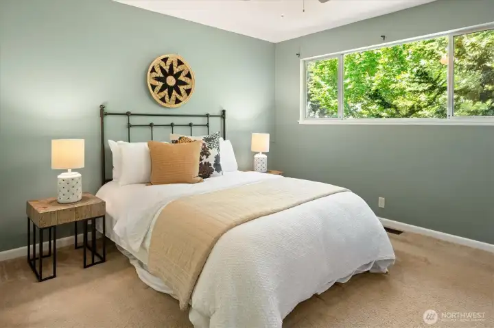 The primary suite is the ultimate sanctuary; in it, find a ¾ bath, sizable closet, and ceiling fan. The primary suite is the ultimate sanctuary; in it, find a ¾ bath, sizable closet, and ceiling fan.