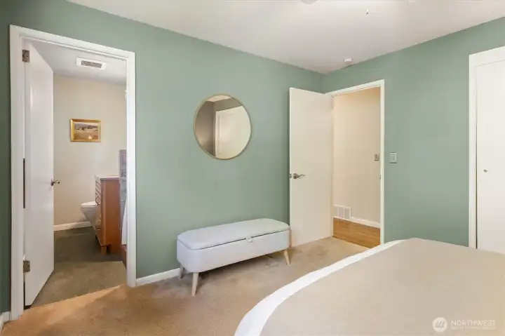 Another angle of the primary bedroom and bath. Another angle of the primary bedroom and bath.